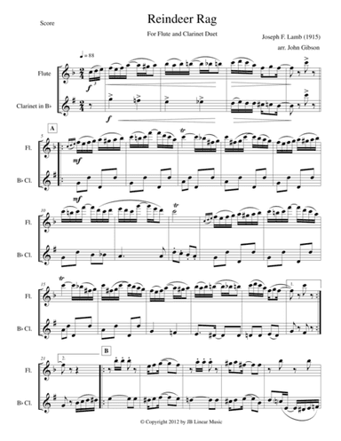 Reindeer Rag for Flute and Clarinet Duet (arr. John Gibson)