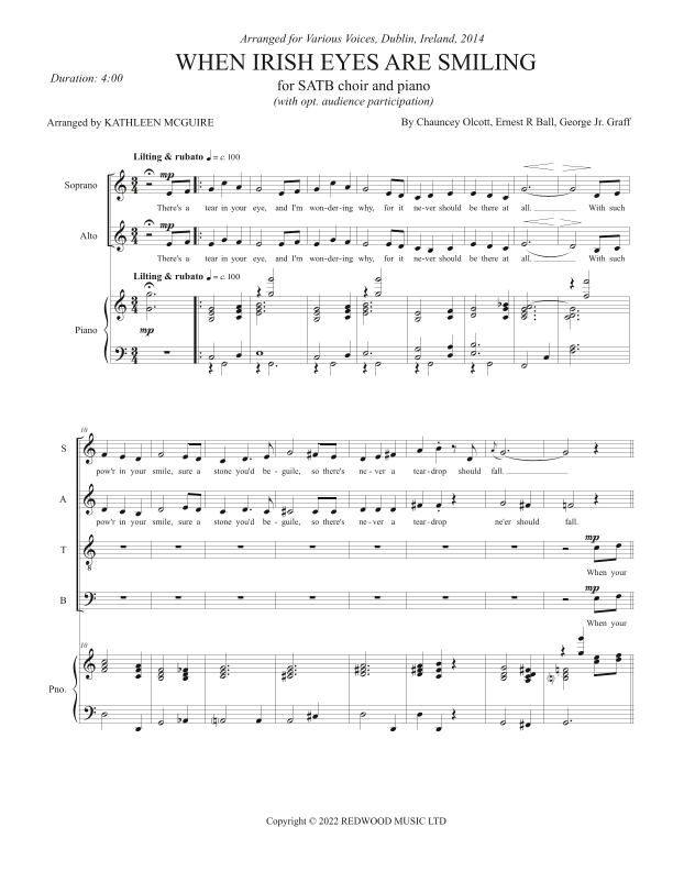 When Irish Eyes Are Smiling (arr. Kathleen McGuire)