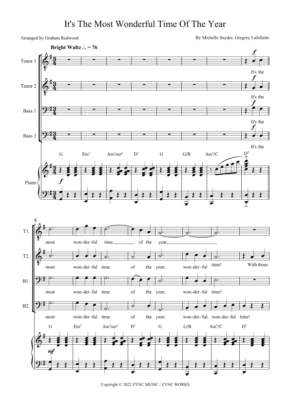 It's The Most Wonderful Time Of Year (arr. Graham Redwood)