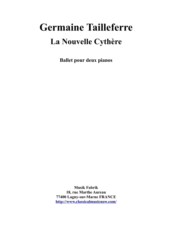 Germaine Tailleferre : La Nouvelle Cythère
