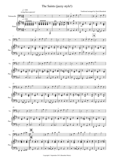 The Saints (Jazzy Style!) for Cello and Piano (arr. David Burndrett)