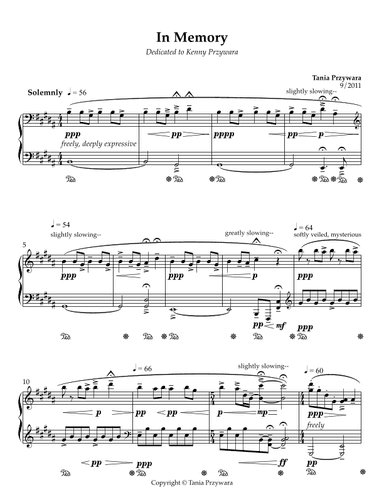 "In Memory", Piano solo by Tania Przywara