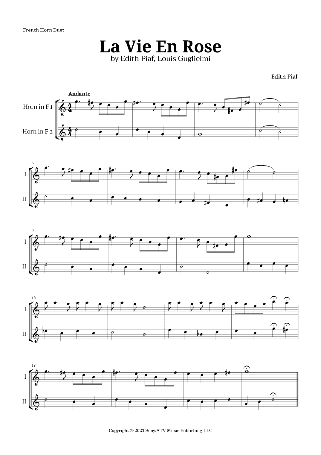 La Vie En Rose (arr. Langanho)