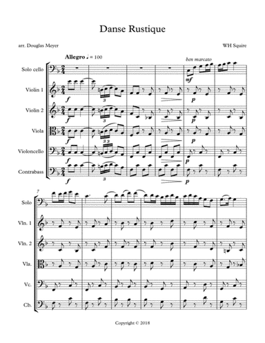 Danse Rustique, Op. 20, No. 5 for String Orchestra and Solo Cello (score and parts) (arr. Douglas Meyer)