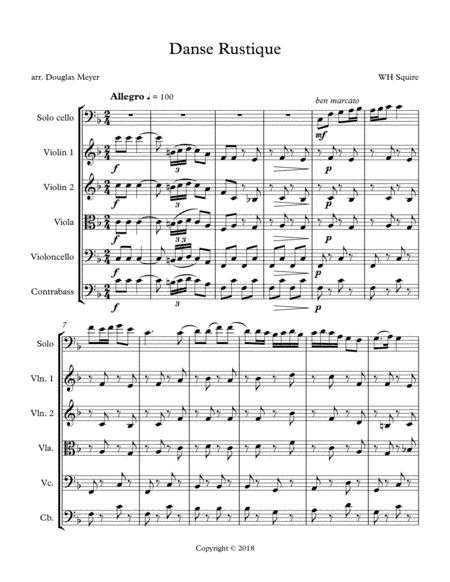 Danse Rustique, Op. 20, No. 5 for String Orchestra and Solo Cello (score and parts) (arr. Douglas Meyer)