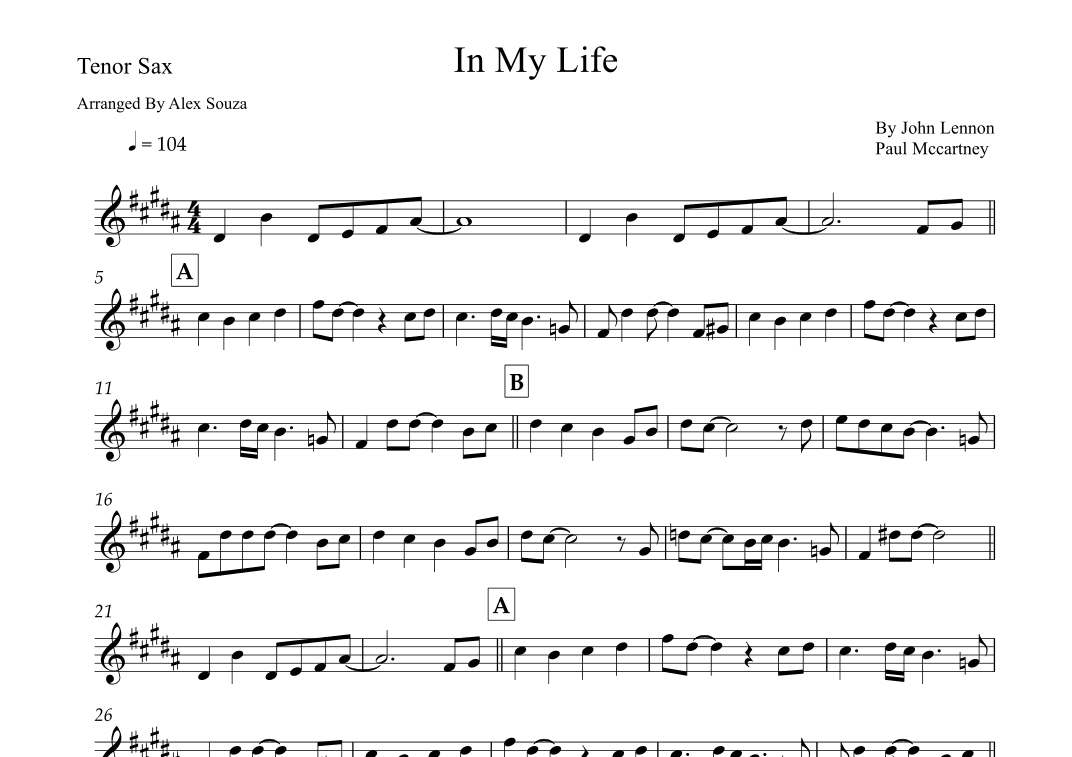 In My Life (arr. Alex Souza)