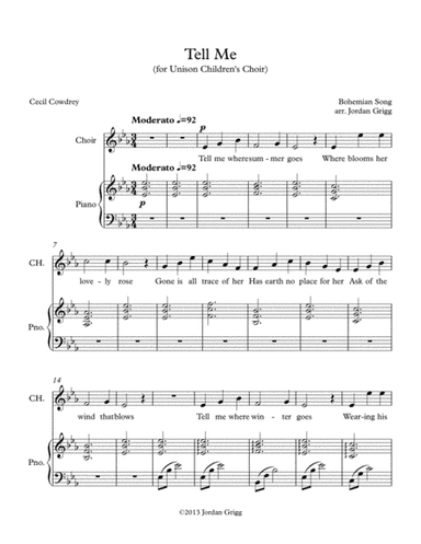 Tell Me (for Unison Children's Choir) (arr. Jordan Grigg)