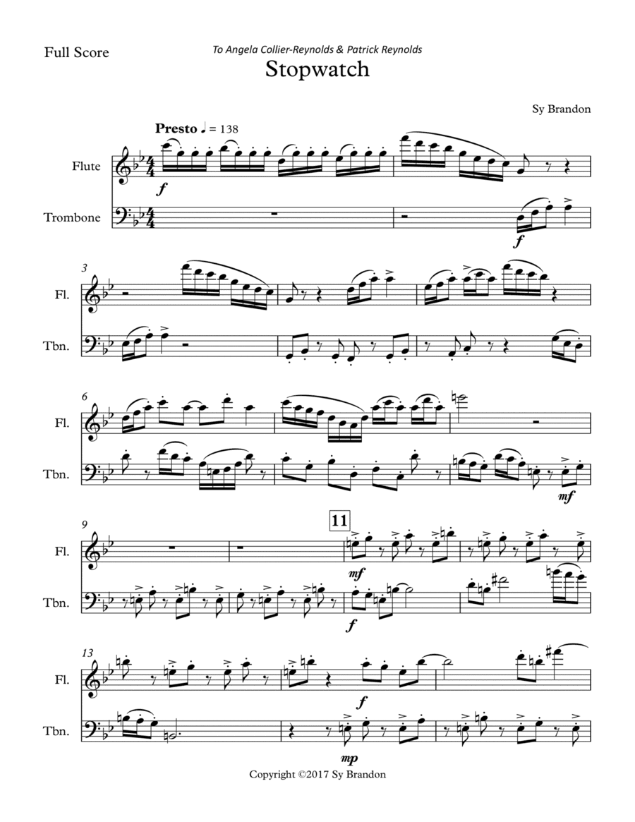 Stopwatch for Flute and Trombone