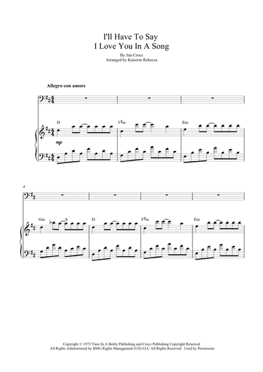 I'll Have To Say I Love You In A Song (arr. Kaiserin Rebecca)