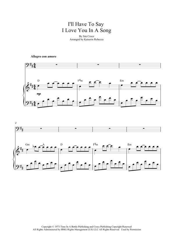 I'll Have To Say I Love You In A Song (arr. Kaiserin Rebecca)