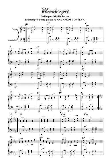 Claveles rojos - Pasillo por Nicolás Molina Vélez (arr. Juan Carlos Cortés Aguirre)