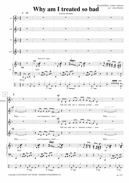 Why Am I Treated So Bad? (arr. Jetse Bremer)