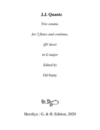 Trio sonata QV deest for 2 flutes and continuo in G major (arr. Gil Garty)