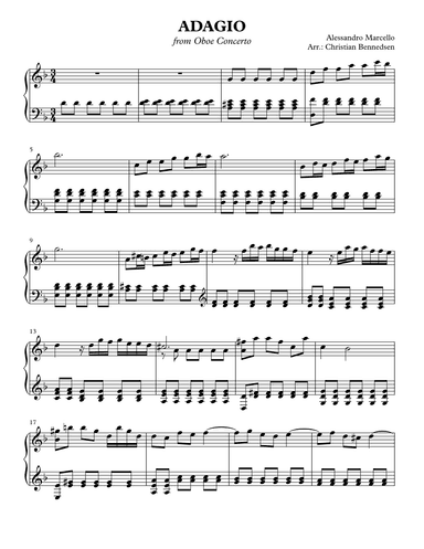 Marcello - Adagio from Oboe Concerto (arr. Christian Bennedsen)