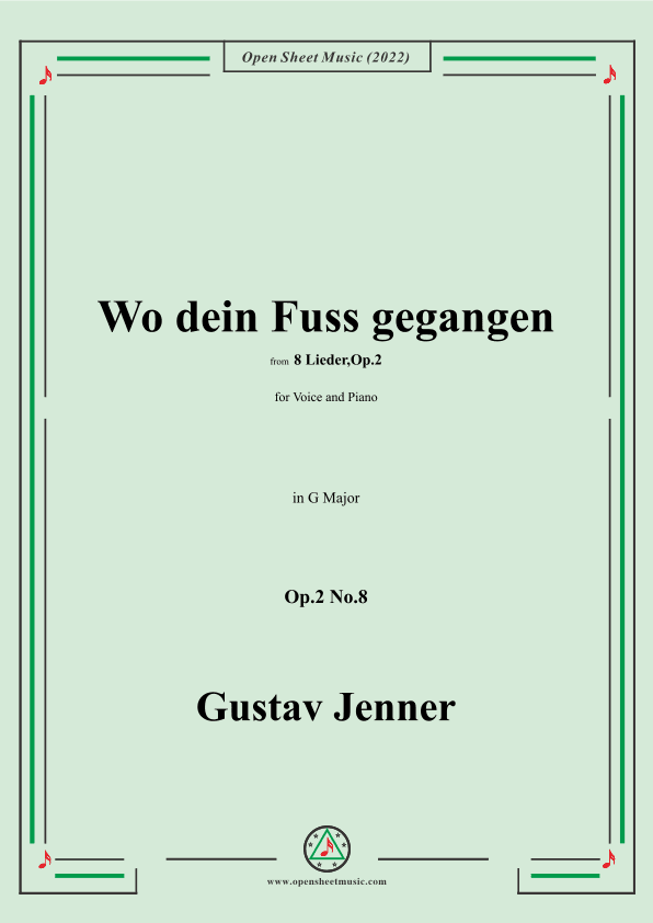 Jenner-Wo dein Fuss gegangen,in G Major,Op.2 No.8 (arr. OSM Press)