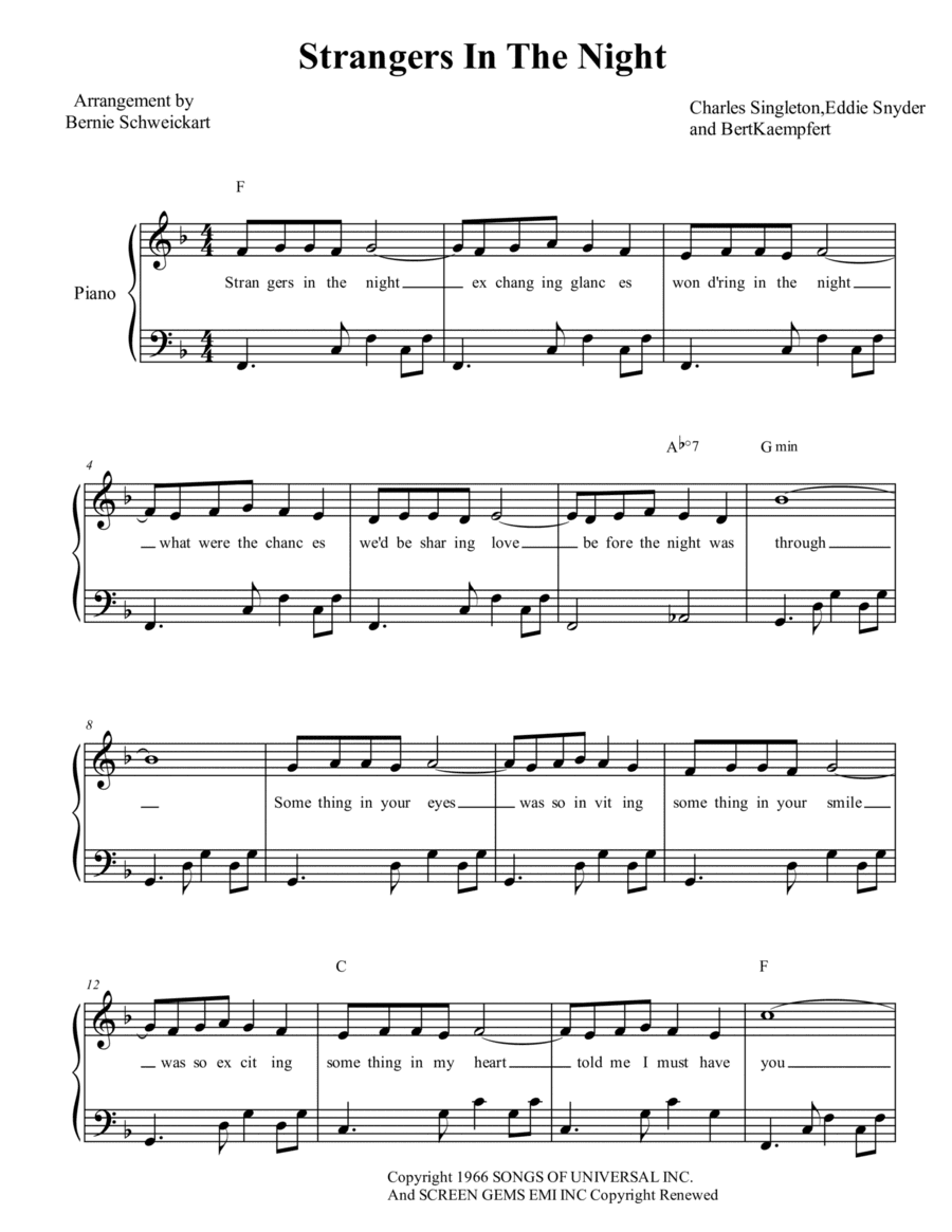 Strangers In The Night (arr. Bernie Schweickart)