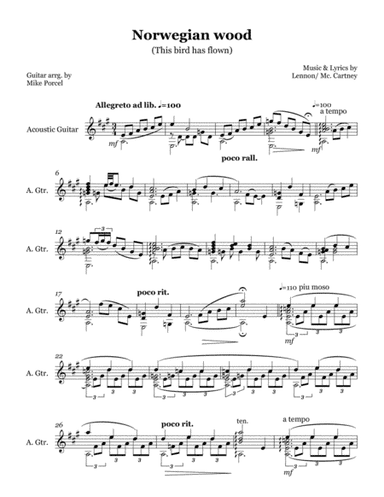 Norwegian Wood (this Bird Has Flown) (arr. Mike Porcel)