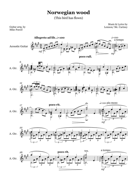 Norwegian Wood (this Bird Has Flown) (arr. Mike Porcel)