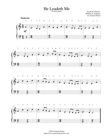 He Leadeth Me - for easy piano (arr. Samuel Stokes)