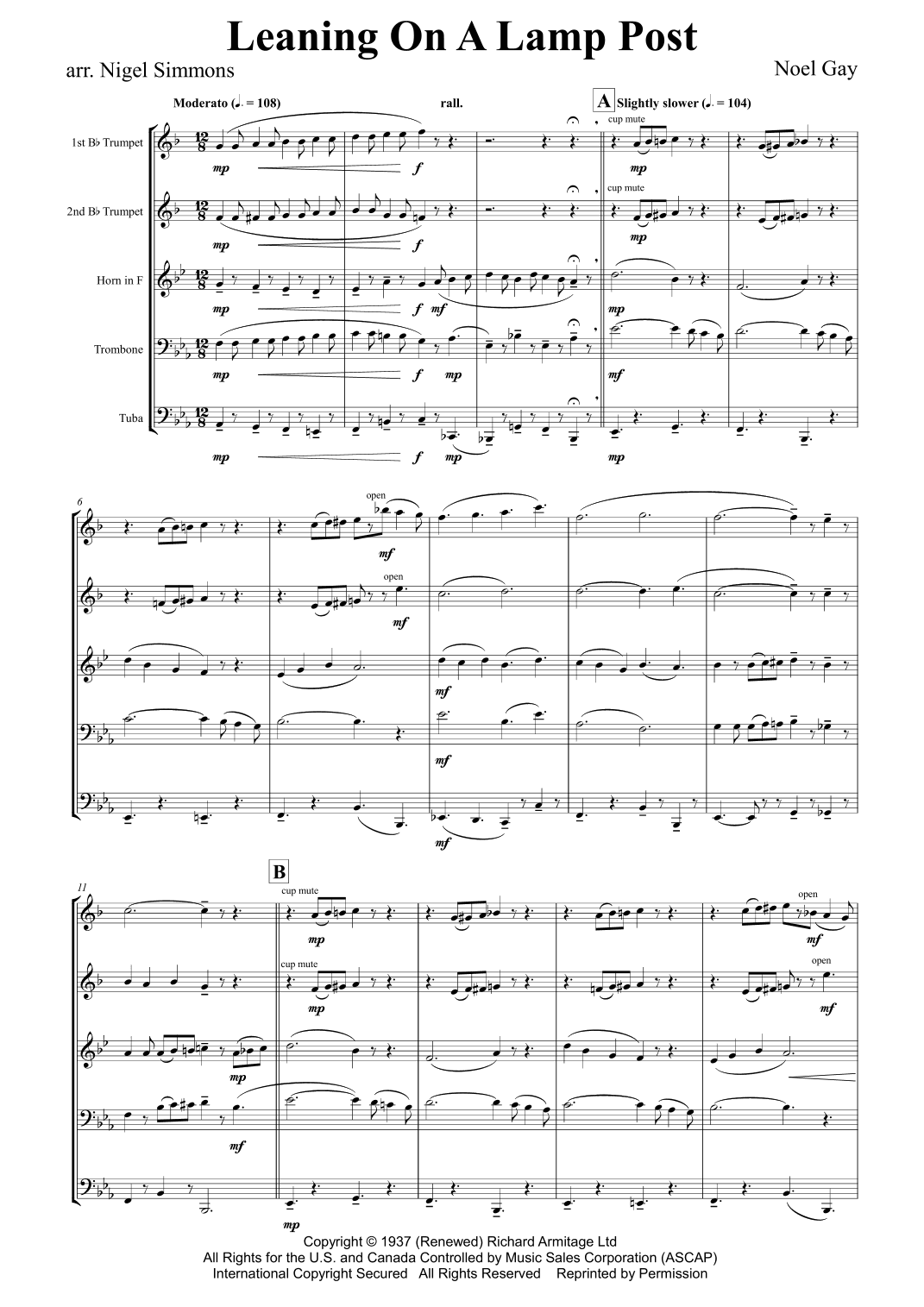 Leaning On A Lamp Post (arr. Nigel Simmons)