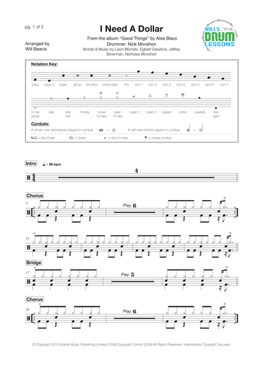 I Need A Dollar (arr. Will Beavis)