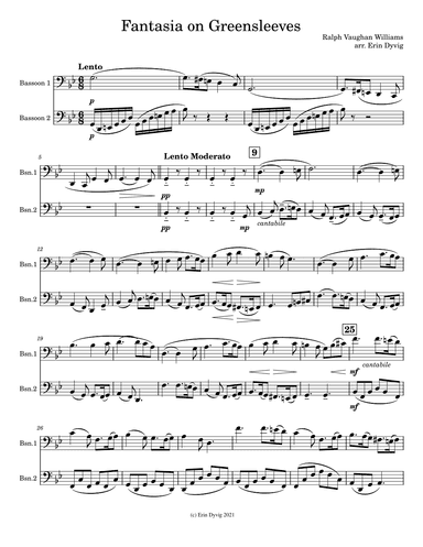 Fantasia on Greensleeves Bassoon Duet (arr. Erin Dyvig)