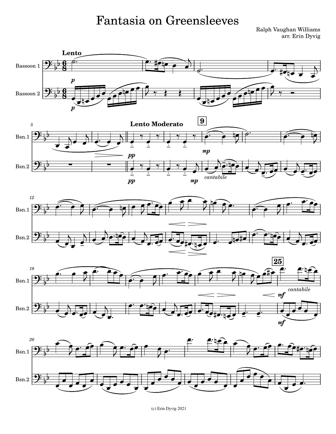 Fantasia on Greensleeves Bassoon Duet (arr. Erin Dyvig)