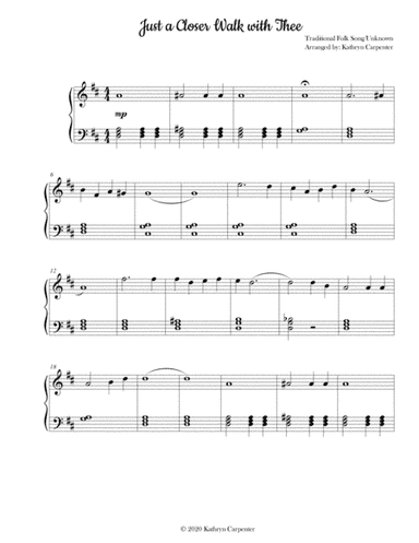 Just a Closer Walk with Thee (D major) (arr. Kathryn Carpenter)
