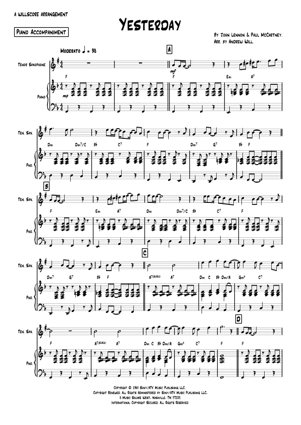 Yesterday (arr. Andrew Will)
