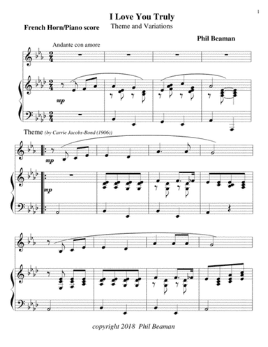 I Love You Truly-French horn/piano