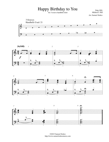 Happy Birthday to You - for 3-octave handbell choir (arr. Samuel Stokes)