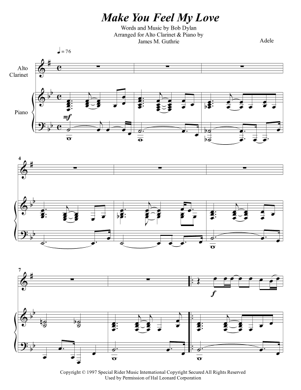 Make You Feel My Love (arr. James M. Guthrie)
