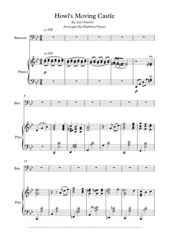 Howl's Moving Castle (arr. Matthew pyeon)