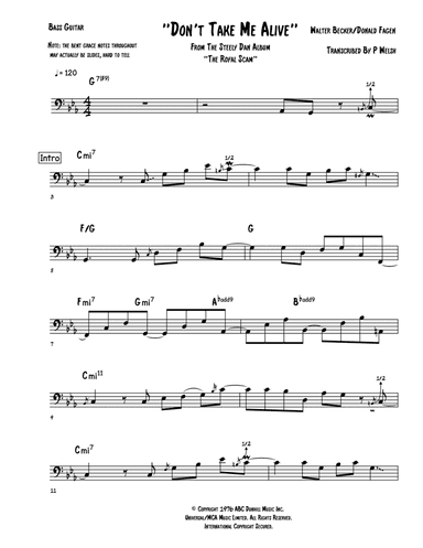 Don't Take Me Alive (arr. P Welsh)