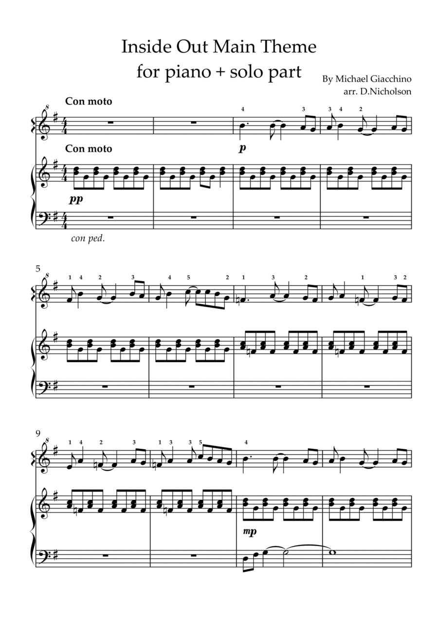 Inside Out Main Title Theme (arr. Daniel Nicholson)