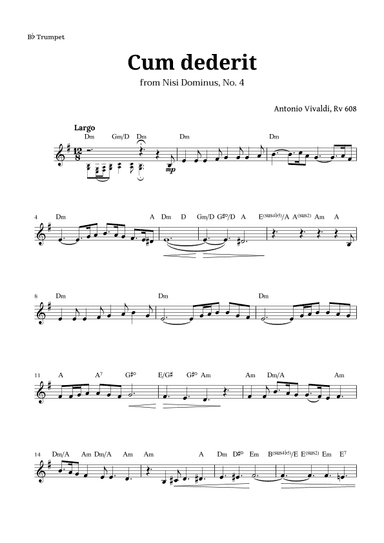 Cum dederit of Vivaldi for Trumpet and Chords (arr. Langanho)
