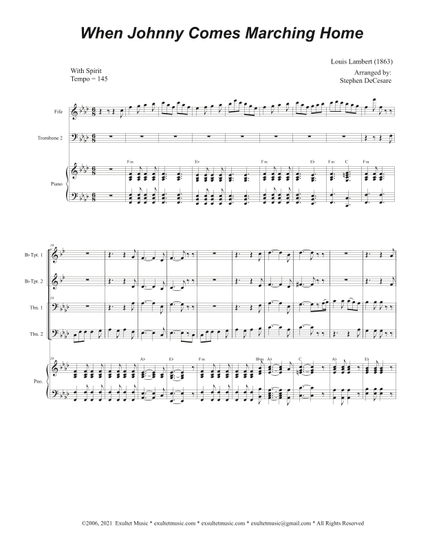 When Johnny Comes Marching Home (Brass Quartet and Piano - Alternate Version) (arr. Stephen DeCesare)