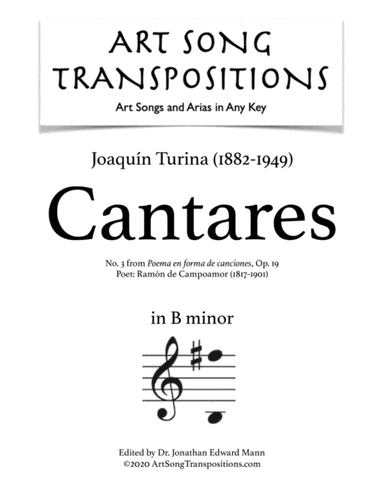 TURINA: Cantares, Op. 19 no. 3 (transposed to B minor) (arr. ArtSongTranspositions.com)
