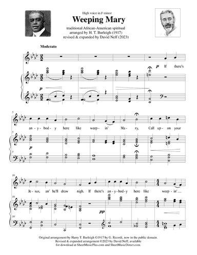 Weepin' Mary (high voice) (arr. H. T. Burleigh and David Neff)