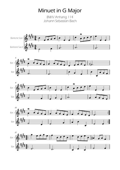 Minuet in G Major BWV Anh. 114 - Bach - Baritone Sax Duet (arr. Ygor Nunes)