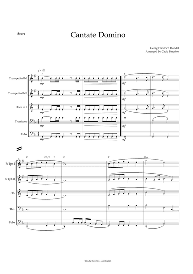 Cantate Domino - Handel (Brass Quintet) Chords (arr. Cadu Barcelos)