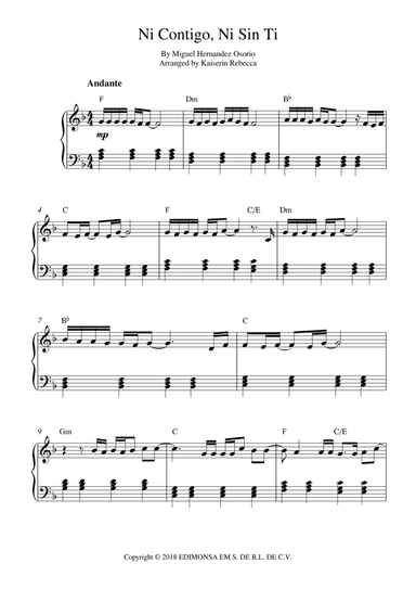 Ni Contigo Ni Sin Ti (arr. Kaiserin Rebecca)