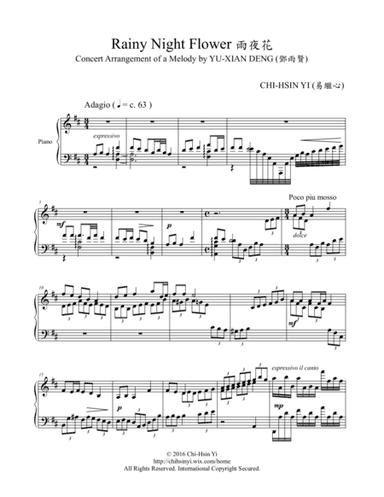 "Rainy Night Flower" Concert-Arrangement (arr. Chi-Hsin Yi)