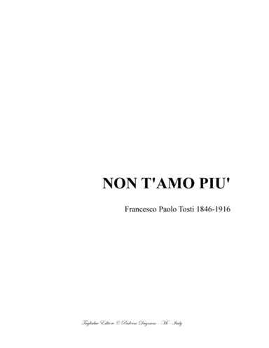 NON T'AMO PIU' - F.P Tosti - For Soprano or Tenor and piano (arr. Renato Tagliabue)