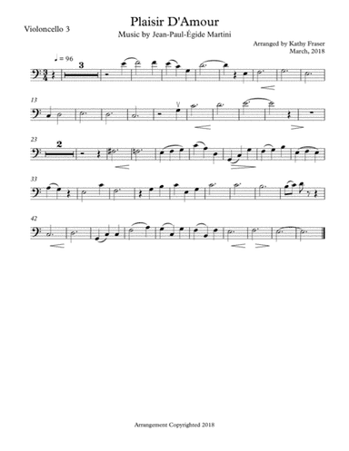 Plaisir D'Amour (A French Love Song) for Cello Quartet (arr. Kathy Fraser)