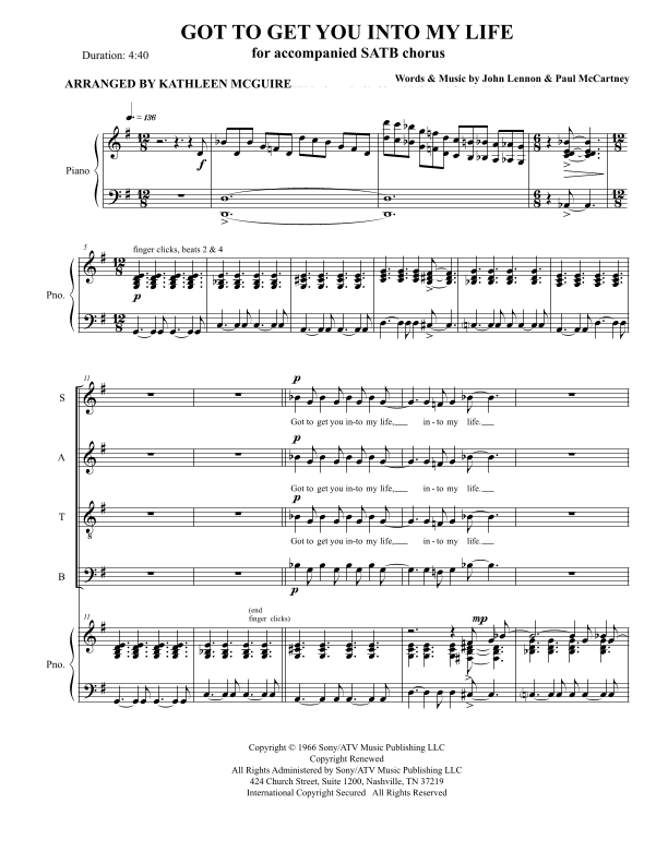 Got To Get You Into My Life (arr. Kathleen McGuire)