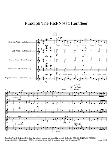 Rudolph The Red-nosed Reindeer (arr. Joseph Judge)