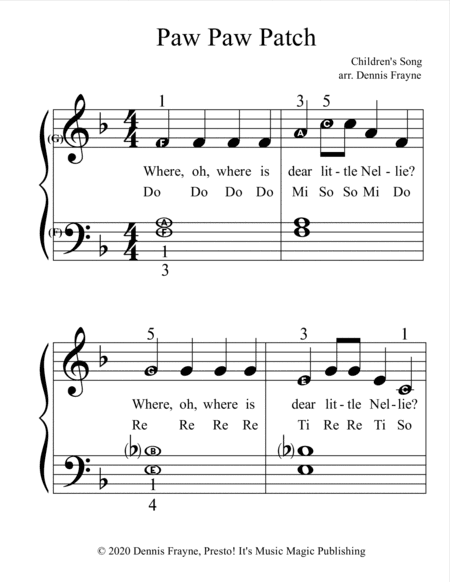 Paw Paw Patch (big alpha note notation) (arr. Dennis Frayne)