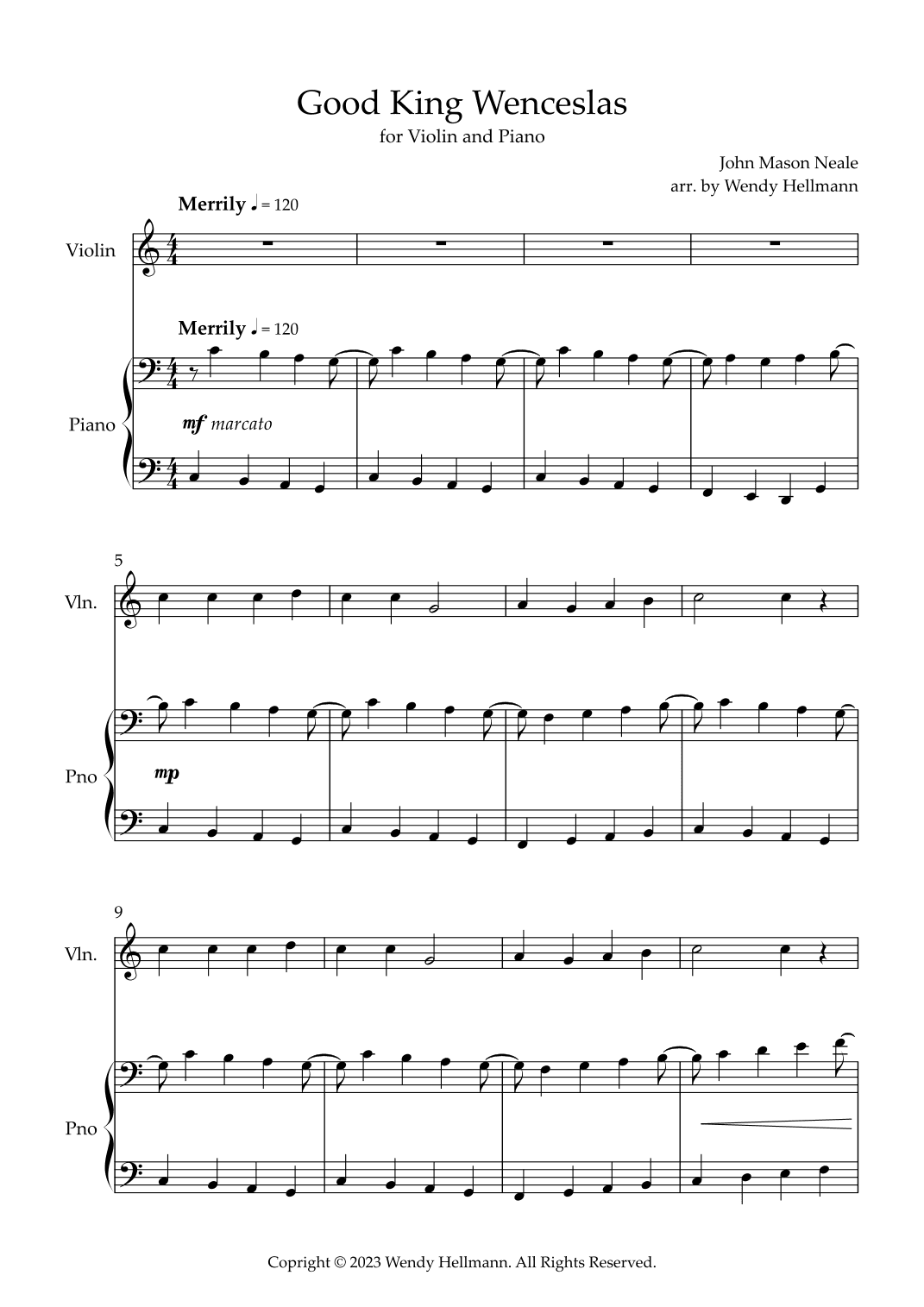 Good King Wenceslas (arr. Wendy Hellmann)