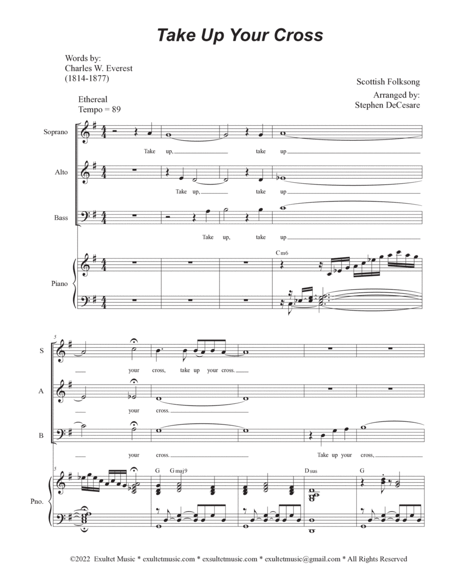 Take Up Your Cross (Vocal Trio - (SAB) (arr. Stephen DeCesare)